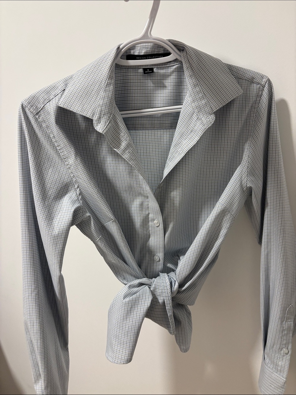 Button-Front Blue and White Check Shirt